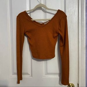 V-neck long sleeve orange top